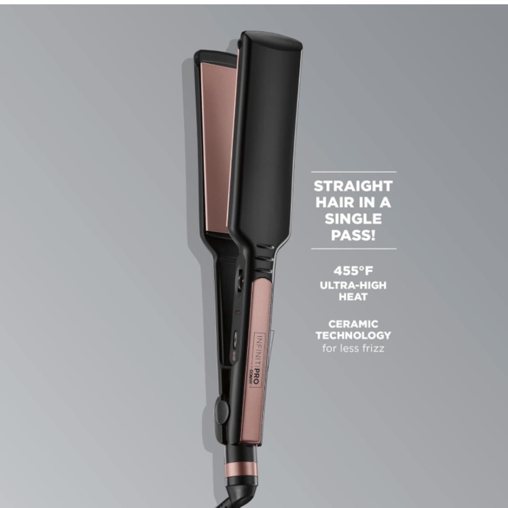 NEW Conair InfinitiPro Rose Gold Ceramic Flat Iron, Black 1.75 “